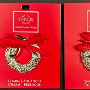 Lot of 2 Brand New Lenox Christmas Ornaments Silver Plated